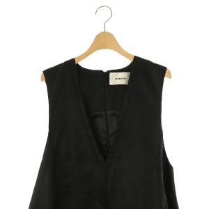 MACHATT ナイロンジャンパースカート ワンピース ミモレ ロング Vネック 黒 ブラック /AT OS SH