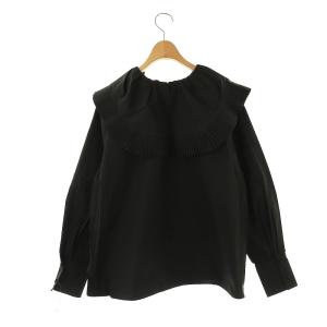 MACHATT プリーツ オーバーカラー ブラウス 長袖 黒 ブラック /AT OS SH