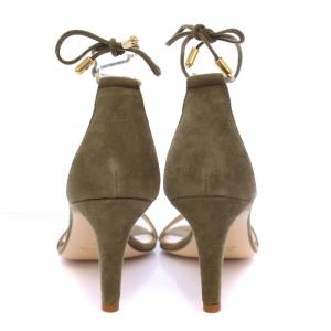 Nebuloni ストラップサンダル ラウンドトゥ ハイヒール スエード 37 カーキ /BB OF