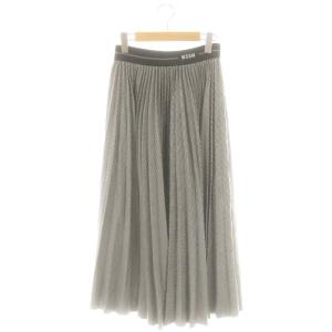 千鳥柄 ロング プリーツスカート イージー 38 黒 白 /MI OS