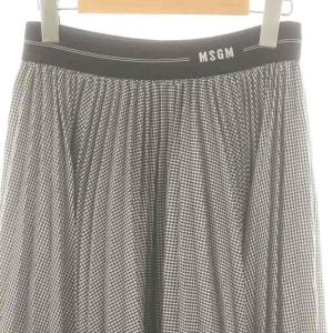 MSGM 千鳥柄 ロング プリーツスカート イージー 38 黒 白 /MI OS