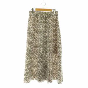 22SS ジオメトリックプリントフレアロングスカート 総柄 3 ベージュ /MY OS