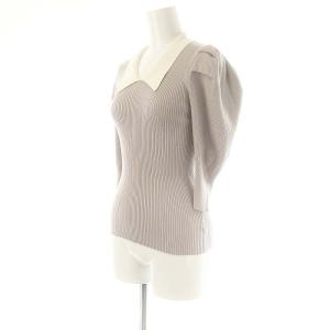 SNIDEL コントラストスリーブニットプルオーバー 五分袖 F グレー /DF OS