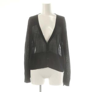 コットン シアーカーディガン ニット Vネック 1 ブラック /DF OS