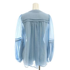 DESIGNWORKS サッカーシフォンブラウス 長袖 バンドカラー 38 水色 /AT OS