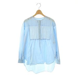 コットンエンブロブザムノーカラーシャツ 長袖 36 ライトブルー /DO OS