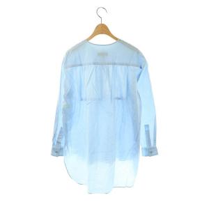 Drawer コットンエンブロブザムノーカラーシャツ 長袖 36 ライトブルー /DO OS