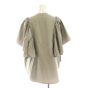 Drawer コットンシルクフレアスリーブブラウス 半袖 36 グレー /DF OS