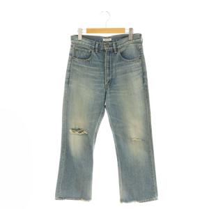 SILVERLAKE ダメージ クロップド デニムパンツ ジーンズ カットオフ 36 紺 ネイビー /AT