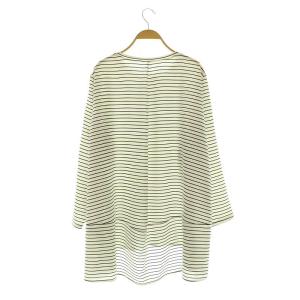 BEARDSLEY 25SS 後ろドレープTブラウス 長袖 プルオーバー ボーダー ストレッチ F オフホワイト /MY OS