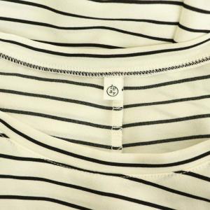 BEARDSLEY 25SS 後ろドレープTブラウス 長袖 プルオーバー ボーダー ストレッチ F オフホワイト /MY OS