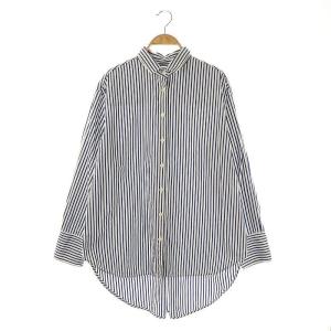 THOMAS MASON オーバーサイズシャツ ストライプ 長袖 ホワイト ネイビー /HK OS