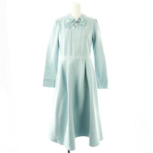 23AW ボウタイニットワンピース ロング 長袖 38 サックス /HK OS