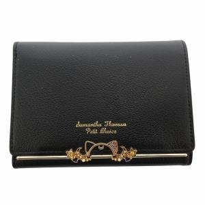 美少女戦士セーラームーン 2つ折り財布 ウォレット ビジュー ロゴ金具 レザー 黒 ブラック /FF