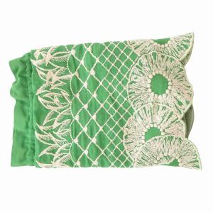 mina perhonen ananas 巾着バッグ 刺繍 総柄 バイカラー 緑 グリーン /FF