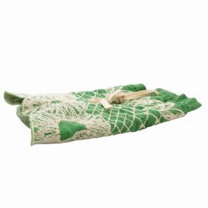 mina perhonen ananas 巾着バッグ 刺繍 総柄 バイカラー 緑 グリーン /FF