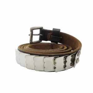 Scye レザーベルト 皮革 バックル プレート 茶 ブラウン /FF