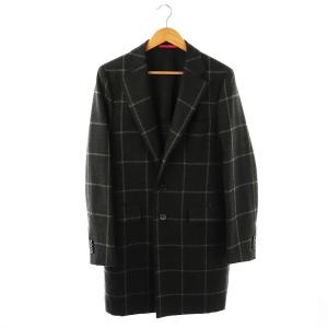 チェック柄チェスターコート 48 ダークグレー オフホワイト