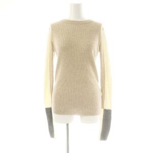 パッチスリーブ PULLOVER リブニット セーター 長袖 38 ベージュ マルチカラー /ES OS