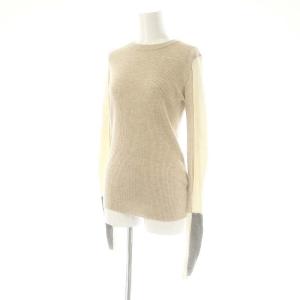 ENFOLD パッチスリーブ PULLOVER リブニット セーター 長袖 38 ベージュ マルチカラー /ES OS