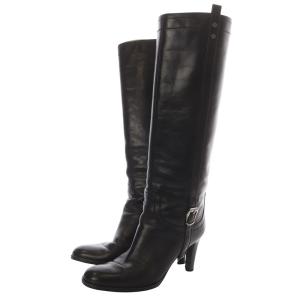Sergio Rossi レザー ロングブーツ ハイヒール 35.5 黒 ブラック /SR37