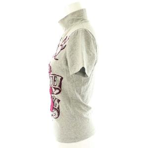 D&G 刺繍プリントTシャツ ハイネックカットソー 半袖 26/40 グレー ボルドー /ES OS