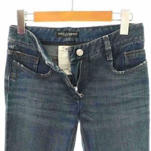 DOLCE&GABBANA クロップドデニムパンツ カプリ丈 ダメージ加工 36 インディゴ /ES OS