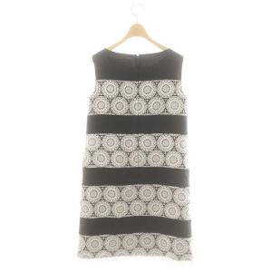 René ノースリーブワンピース リネン レース 36 ネイビー ホワイト /CX OS