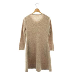 René ジップアップ アルパカ混 ワンピース ニット レース切替 36 ベージュ /MI OS