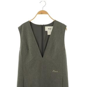 René ロゴ刺繍ジャンパースカート Vネック 36 グレー /MI OS