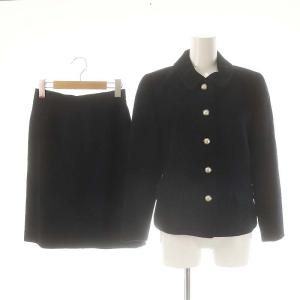 ツイード ジャケット スカート タイト 膝丈 セットアップ 9 ネイビー /HK OS