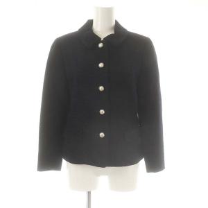 courreges ツイード ジャケット スカート タイト 膝丈 セットアップ 9 ネイビー /HK OS