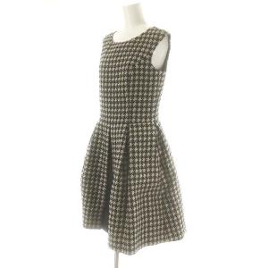 René 千鳥格子 ノースリーブ ワンピース 36 黒 ベージュ /MI OS