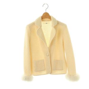 フォックスファー ニットジャケット テーラード ウール 38 アイボリー /MI OS