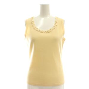 Harrods パール アンサンブルニット カーディガン ノースリーブカットソー アイボリー /MI OS