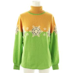 スポーツ ウール 結晶柄 タートルネック ニット セーター M 黄色 黄緑 /MI OS