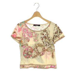 fashion 宝石柄 ショートスリーブ カットソー 半袖 M ベージュ /AT OS