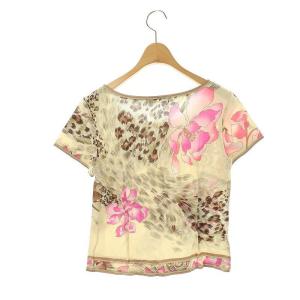 LEONARD fashion 宝石柄 ショートスリーブ カットソー 半袖 M ベージュ /AT OS