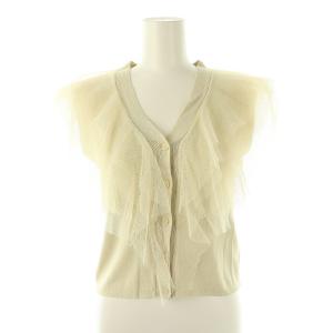 チュールフリルニットベスト Vネック 2 ベージュ /ES OS