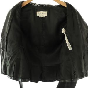 Max Mara ラムレザーシングルジャケット テーラード 総裏地 42 ブラック /DO OS