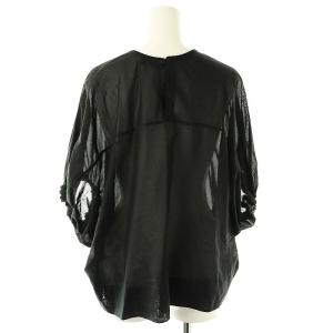 Drawer ブラウス プルオーバー 半袖 ブラック /ES OS