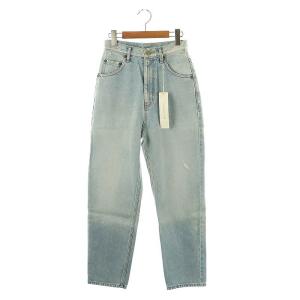 ハイライズテーパードデニムパンツ ジーンズ ダメージ加工 25 水色 /AT OS