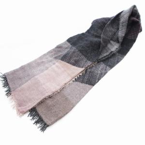 大判マフラー ストール フリンジ 黒 ブラック ピンク マルチカラー /UO