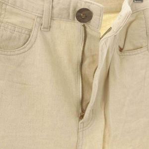 nagonstans Cotton Linenカツラギ Modest デニムパンツ ワイドテーパード リネン混 34 ベージュ