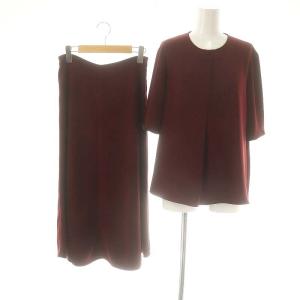 22SS セットアップ MOBIA HUDSON とろみ素材 ブラウス フレアスカート 38 ボルドー