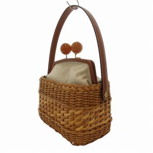 GINZA Kanematsu かごバッグ ハンド がま口 ベージュ /FF