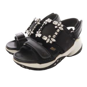 VIV RUN ストラスバックルビジュー サンダル 36 ブラック