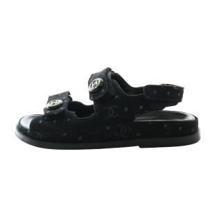 CHANEL フラットサンダル デニムココマーク 37 ブラック G35927