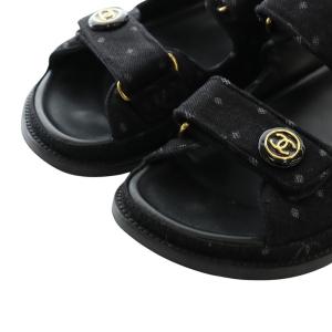 CHANEL フラットサンダル デニムココマーク 37 ブラック G35927