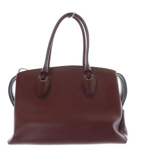TOD'S Dスタイリング トートバッグ ハンドバッグ レザー ボルドー /YO11